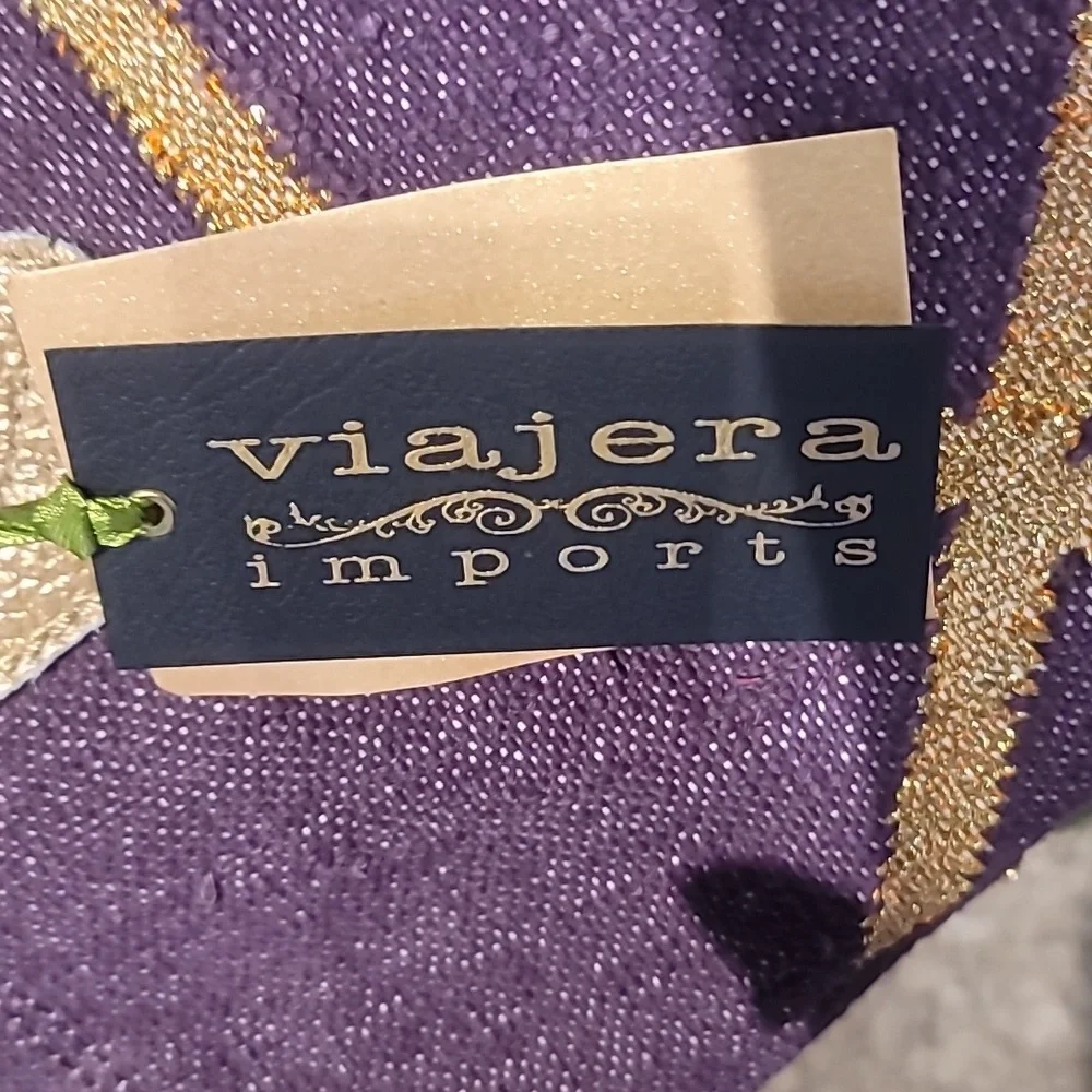 Viajera Imports Geometric Purple And Gold Tote with Metallic Pattern